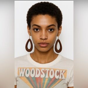 Bohemian Wooden Tear Drop Earrings